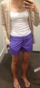 Purchased: Purple shorts.